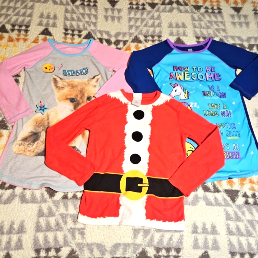 ALL THREE (3) Pajama Top Flannel Bundle Size 7/8